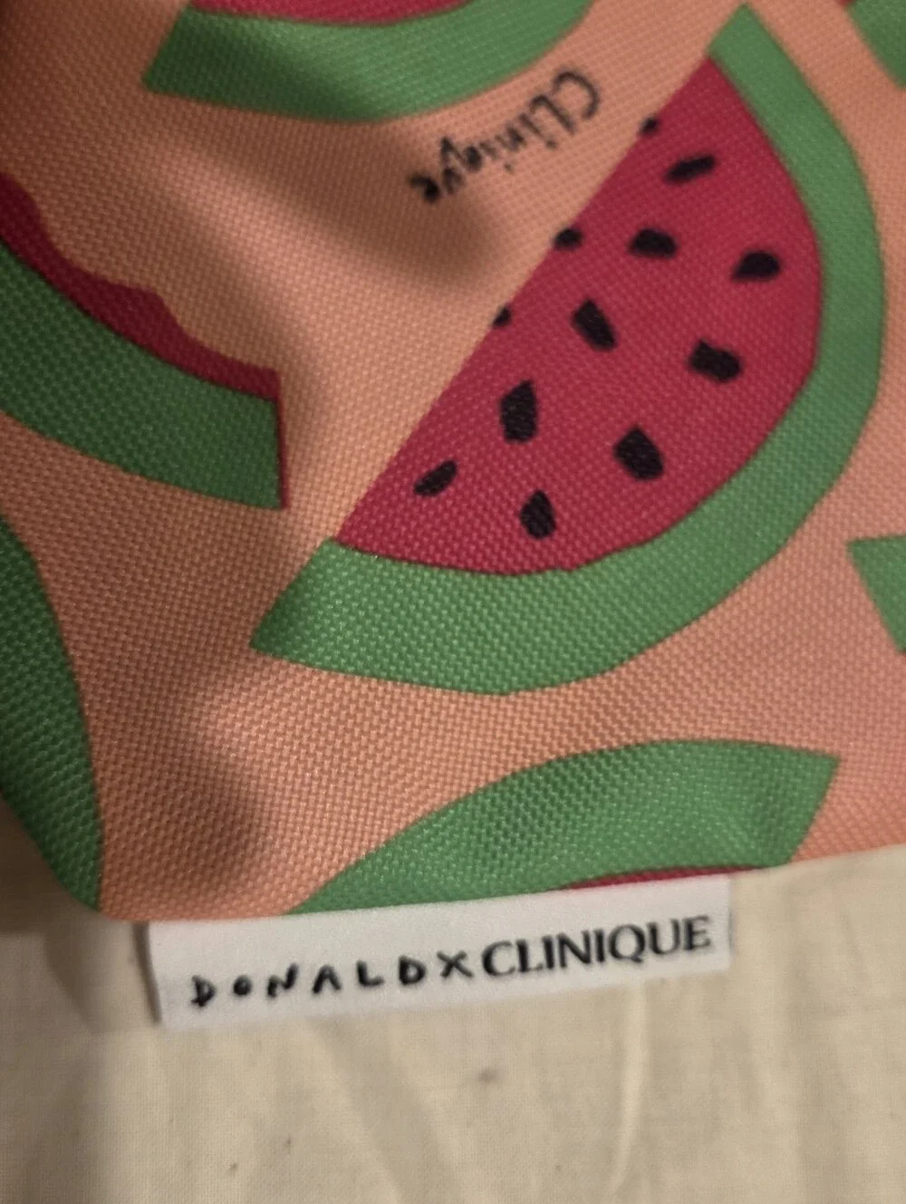 Clinique x Donald Watermelon & Floral Cosmetic Pouches - Pink, Green, White